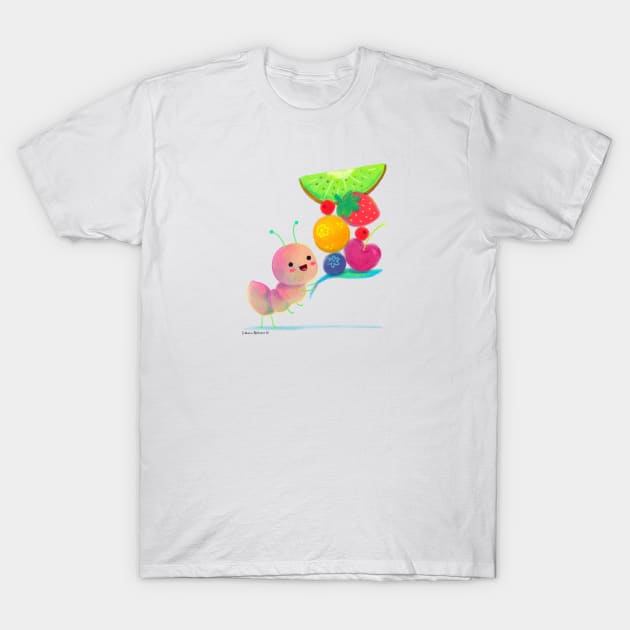 Cute Ant and Fruits T-Shirt by julianamotzko